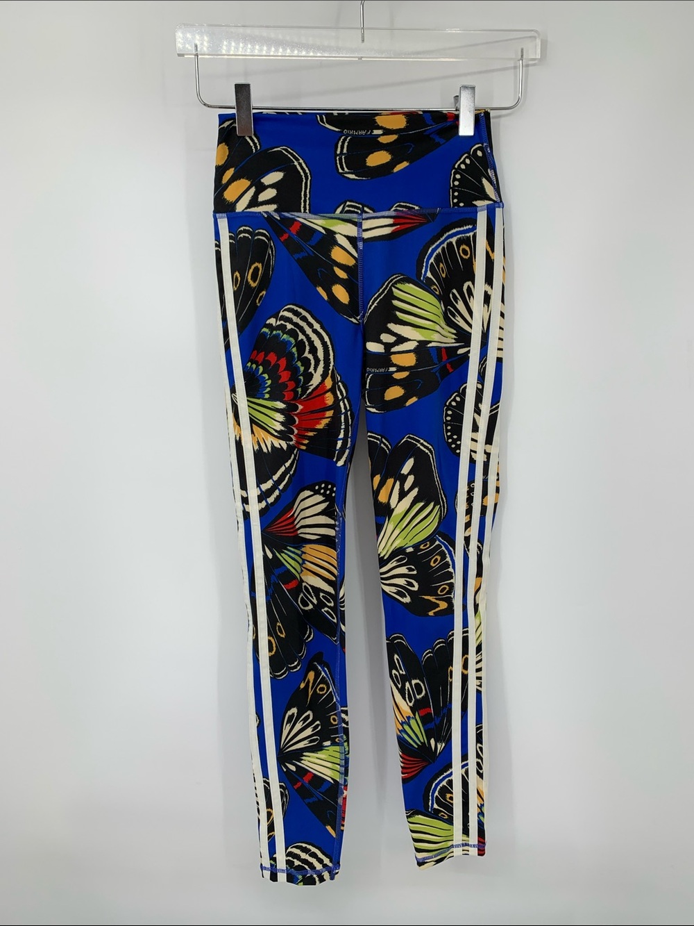 Farm Rio Adidas leggings butterfly active blue triple stripe active new Small